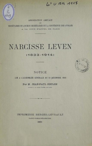 Narcisse Leven (1833-1914 [sic])